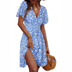 Damen Kurzarm Sommerkleid mit floralem Muster R&B