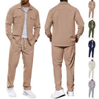 Herren nan lässiger Zweiteiler Hemdjacke mit aufgesetzten Brusttaschen und Kordelzughose R&B