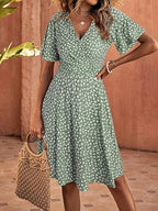 Damen Kurzarm Sommerkleid mit floralem Muster R&B
