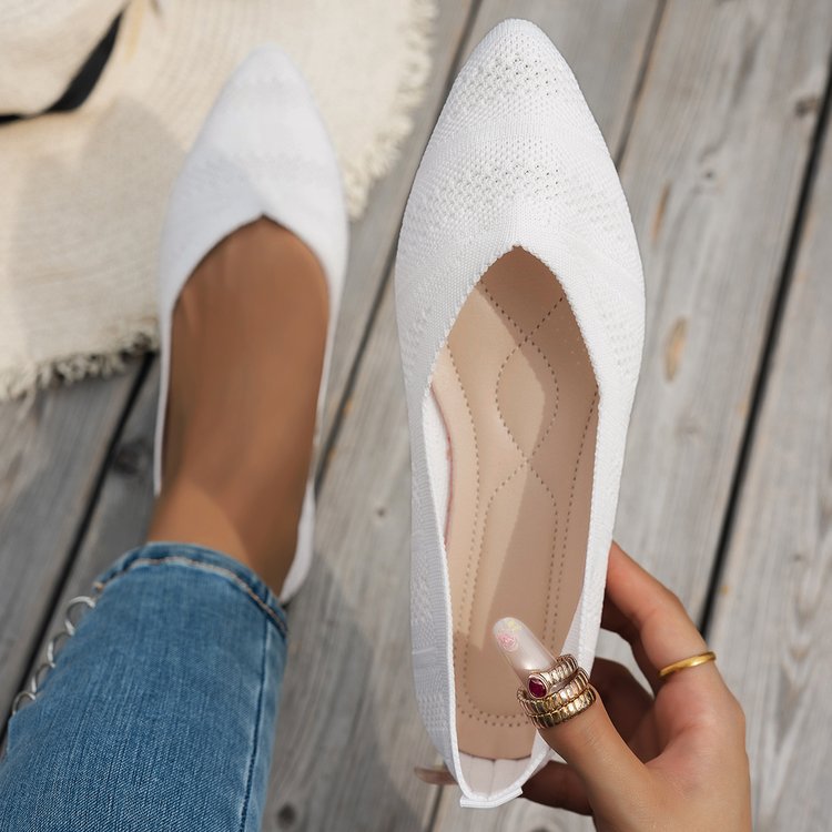 Damen Spitzer Ballerinas aus atmungsaktivem Strickmaterial mit flexibler Sohle R&B
