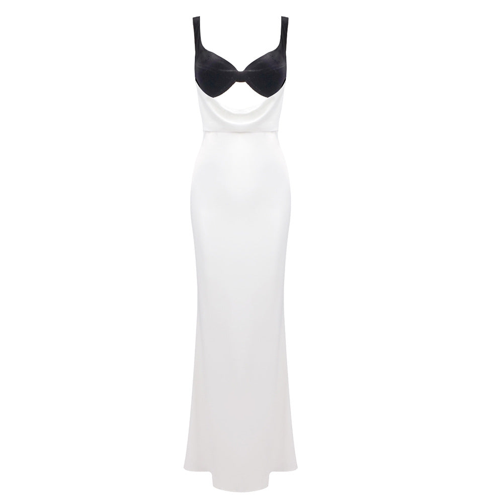 Damen Elegantes langes Kleid mit raffiniertem Bustier-Design und fließendem Rock R&B