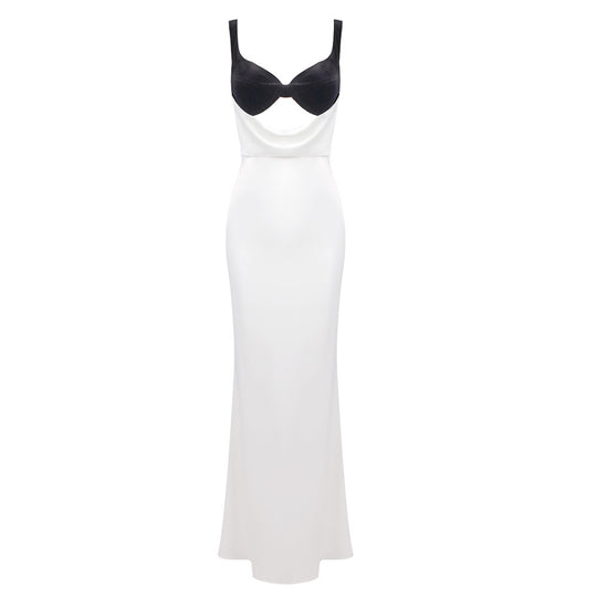 Damen Elegantes langes Kleid mit raffiniertem Bustier-Design und fließendem Rock R&B