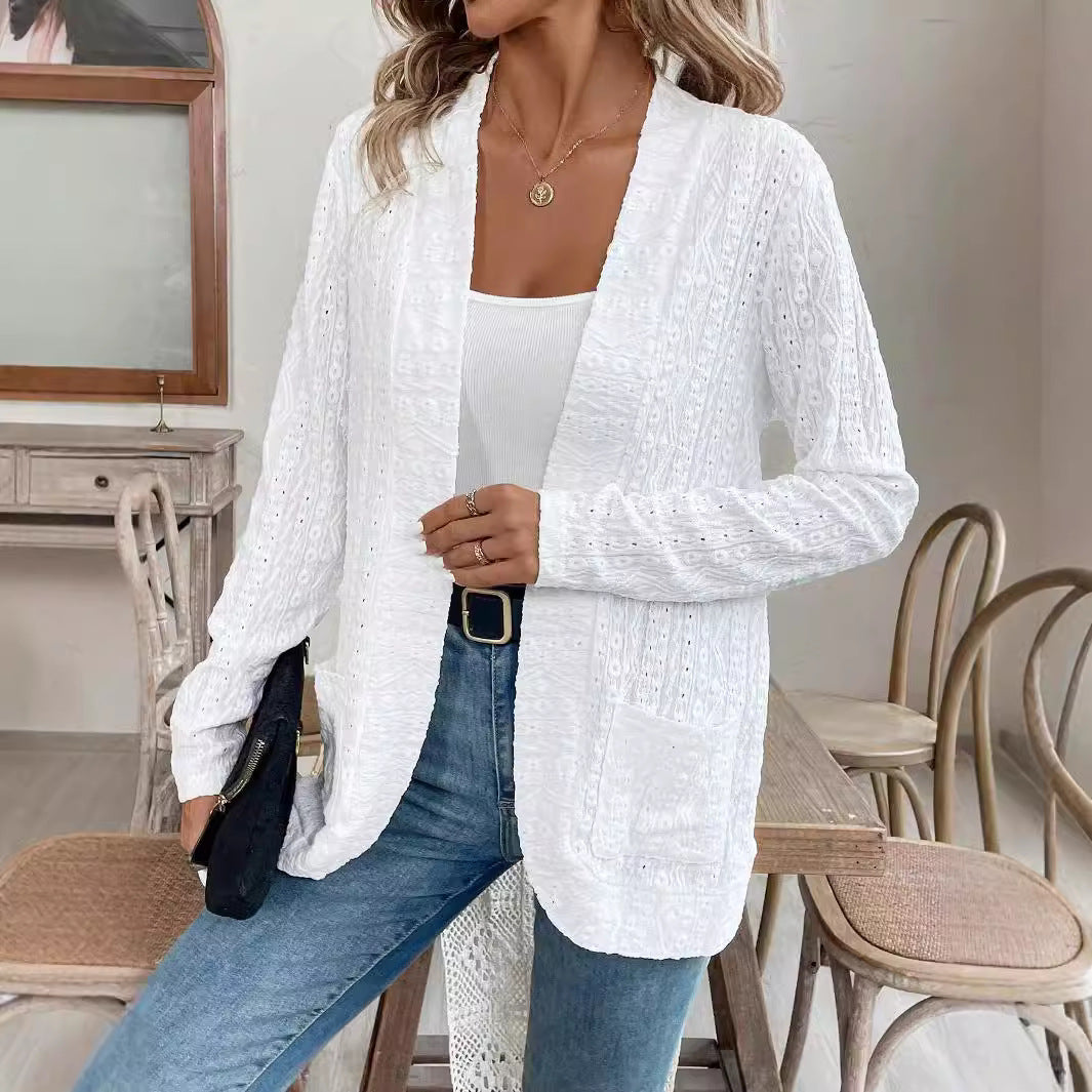 Damen elegante und luftige Strickjacke mit einzigartiger Struktur R&B