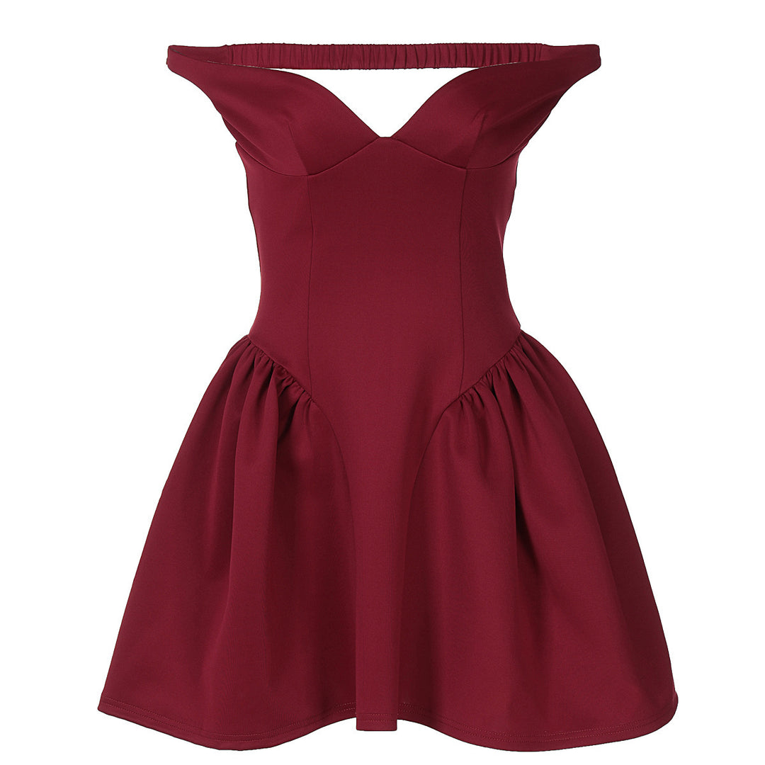 Damen Off-Shoulder Cocktailkleid mit Rüschendetails und figurbetontem Schnitt R&B
