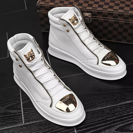 Damen High-Top Sneakers mit goldenen Details und Reißverschluss von R&B