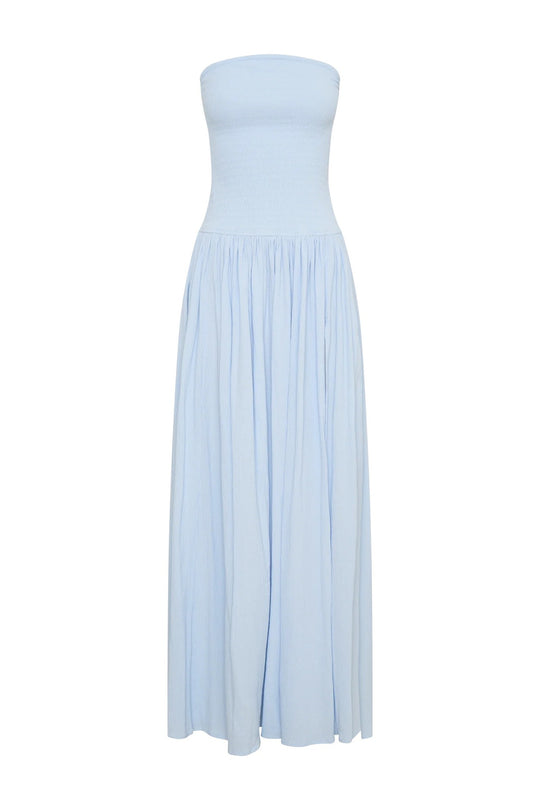Damen Maxi-Kleid mit elastischem Oberteil und fließendem Rock R&B