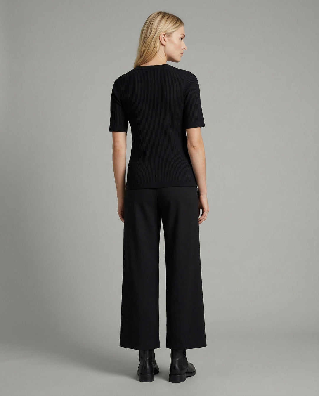 Damen V-Ausschnitt Strick T-Shirt Kurzarm Slim Fit Baumwolle
