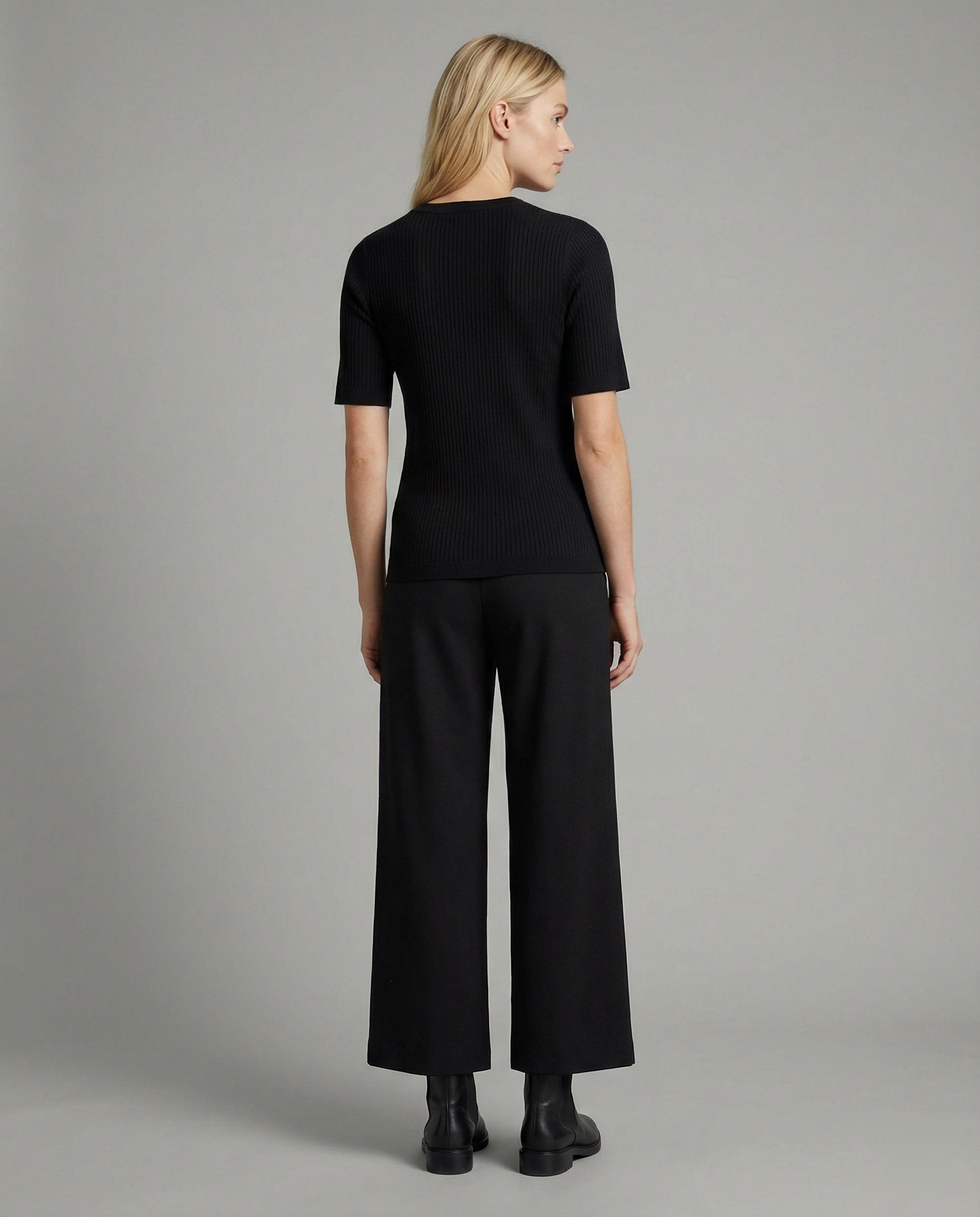 Damen V-Ausschnitt Strick T-Shirt Kurzarm Slim Fit Baumwolle