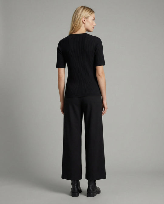 Damen V-Ausschnitt Strick T-Shirt Kurzarm Slim Fit Baumwolle