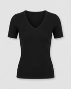 Damen V-Ausschnitt Strick T-Shirt Kurzarm Slim Fit Baumwolle