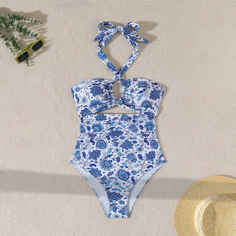 Damen Einteiler Badeanzug mit raffinierten Cut-Outs und modischem Halterdesign R&B