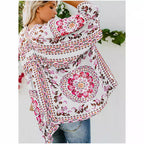 Damen luftiger Kimono mit floralem Muster und weitem Schnitt R&B