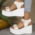 Damen Wedge-Sandalen mit verstellbaren Schnallen und rutschfester Sohle R&B