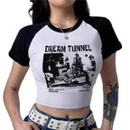 Damen Cropped T-Shirt mit auffälligem Druckdesign R&B