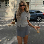 Damen Strickjacke mit strukturierter Oberfläche und goldenen Knöpfen R&B