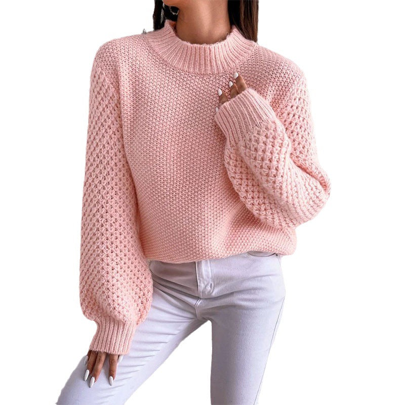 Damen kuscheliger Oversized Pullover mit strukturiertem Muster und Rollkragen