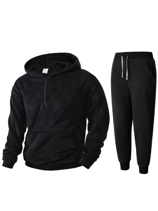 Herren kuscheliges Fleece-Hoodie und Jogginghose Set R&B