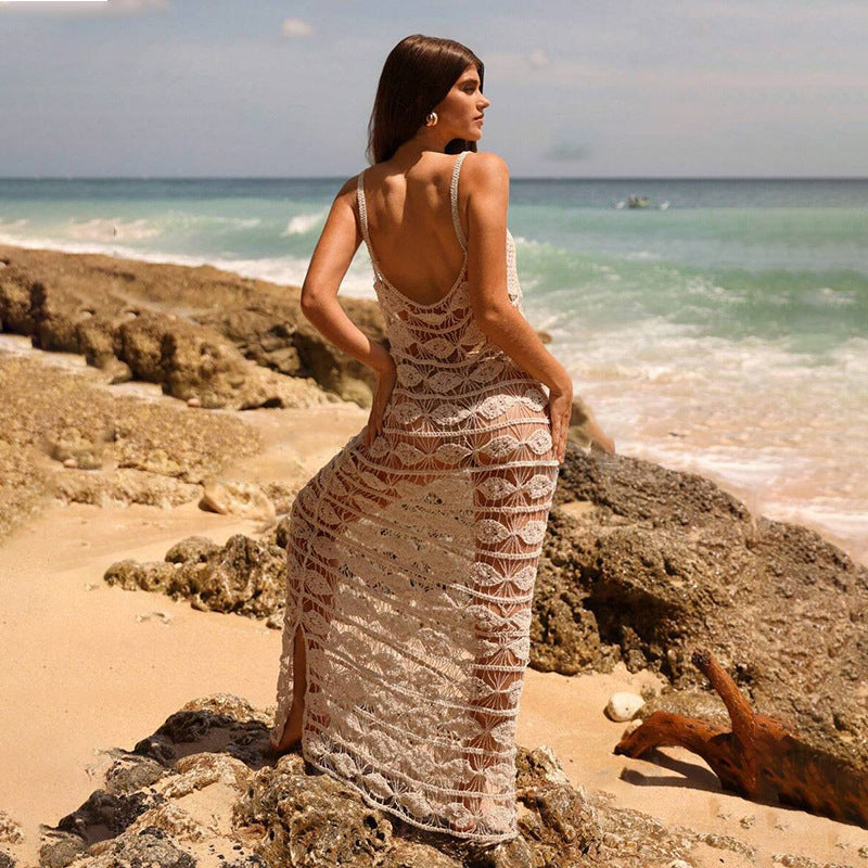 Damen luftiger gehäkelter Strandüberwurf R&B