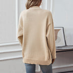 Damen gemütliche Strickjacke mit Knopfdetails und tiefem V-Ausschnitt