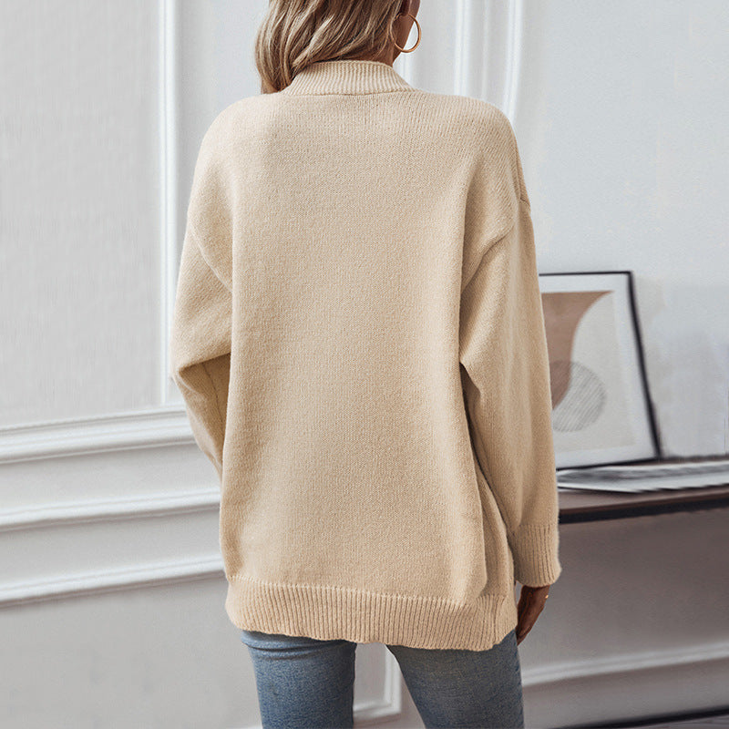 Damen gemütliche Strickjacke mit Knopfdetails und tiefem V-Ausschnitt
