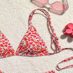 Damen Triangel-Bikini-Set mit verstellbaren Trägern und floralem Muster R&B