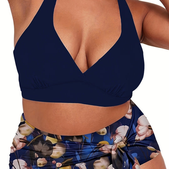 Damen Zweiteiliges Badeoutfit mit lässigem Wickelrock R&B