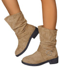Damen Stiefeletten mit modischem Falten-Design und dekorativem Riemen R&B