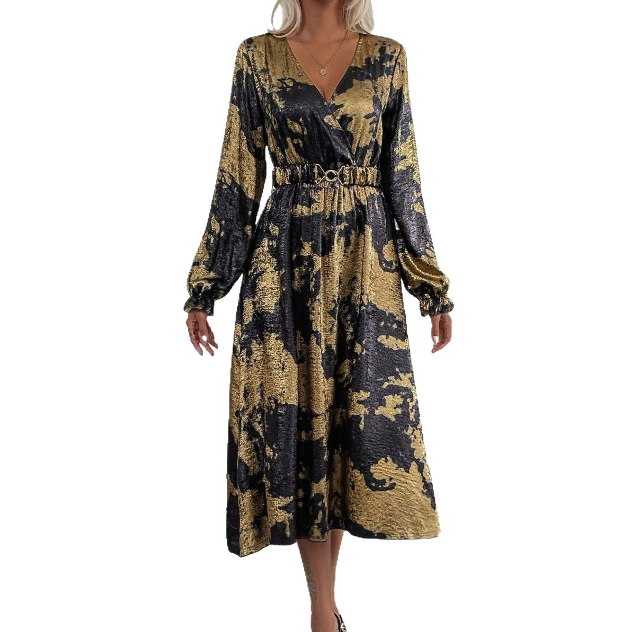 Damen Wickelkleid mit Glanz- und Mustereffekt R&B
