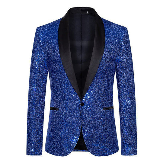 Herren Paillettenblazer mit luxuriösem Schnitt und schimmerndem Effekt R&B