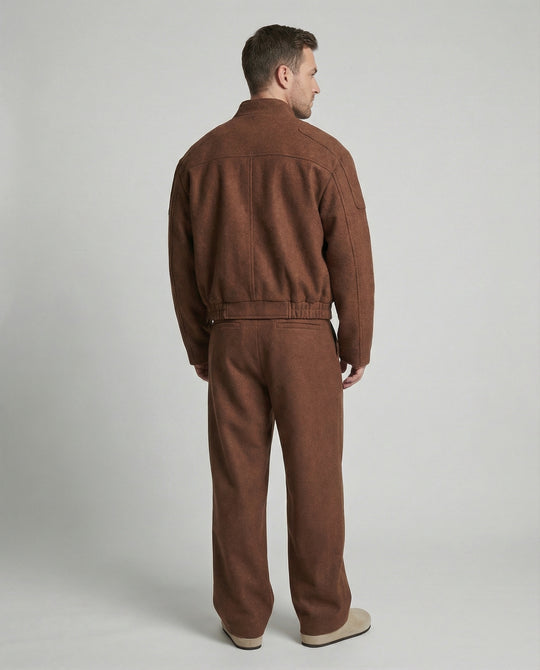 Herren kastig geschnittene Wollmix-Boxyjacke mit Stehkragen und verdecktem Reißverschluss R&B