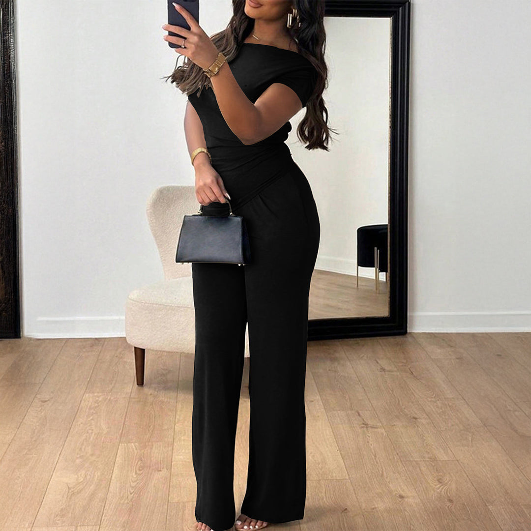 Damen Eleganter Overall mit Wickeldesign und weitem Bein R&B