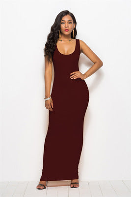 Damen Elegantes, figurbetontes Maxikleid mit tiefem Rundhalsausschnitt R&B