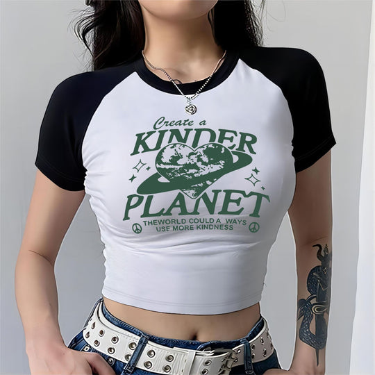 Damen Crop-Top mit motivierendem Schriftzug und lässigem Schnitt R&B