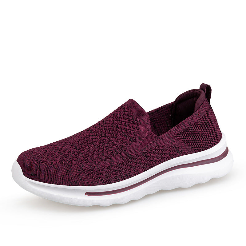 Damen Komfortable Slip-On Sneakers mit atmungsaktivem Strickoberteil R&B