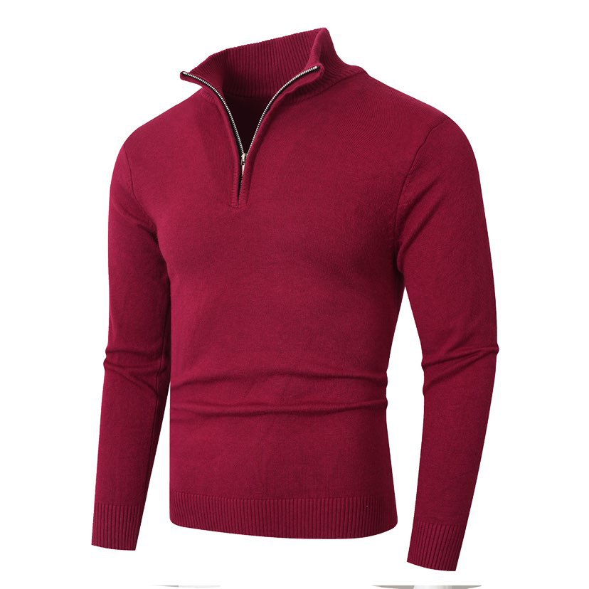 Herren Strickpullover mit hohem Kragen und trendigem Reißverschluss R&B