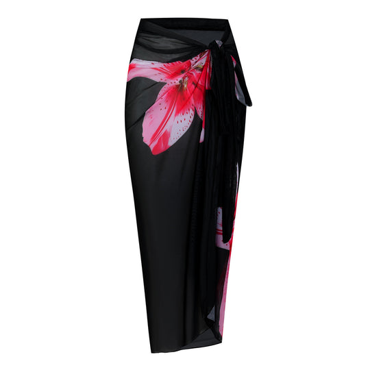 Damen Strandumhang mit buntem Muster und eleganten Schnürdetails R&B