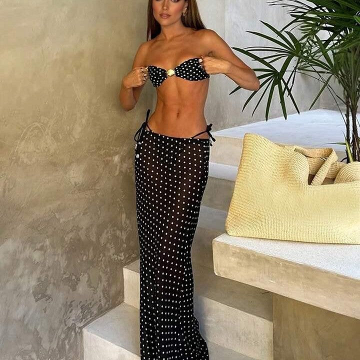 Damen Bandeau-Bikini mit modischer Schnittführung R&B
