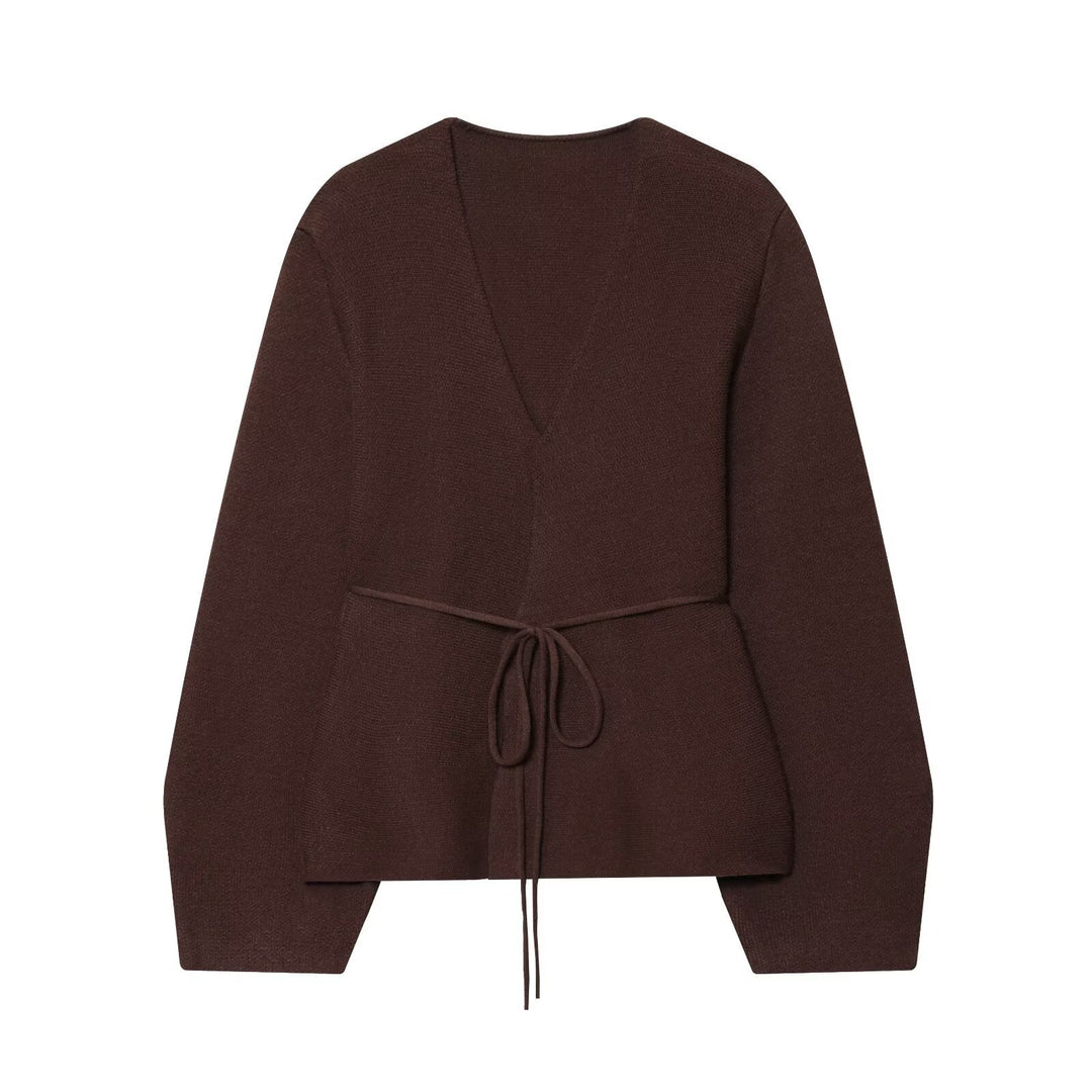 Damen Strickjacke mit eleganter Taillierung und V-Ausschnitt R&B