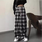 Damen weite Karohose mit Gummizug und anpassbarem Kordelzug R&B
