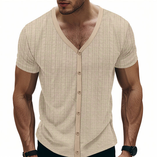 Herren kurzärmliges Hemd mit strukturiertem Design R&B