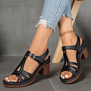 Damen Komfortable Keil-Sandalen mit modischem Riemendesign R&B