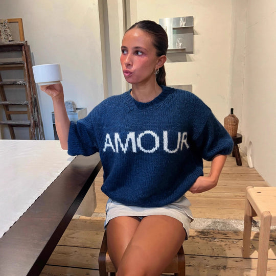 Damen Rundhals-Strickpullover mit oversized Schnitt R&B