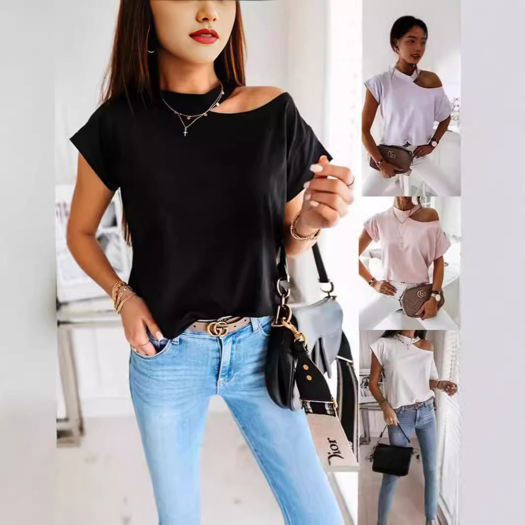 Damen Off-Shoulder T-Shirt mit modernem Schnitt und bequemen Ärmeln R&B