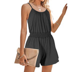 Damen lässiger Jumpsuit mit luftigen Trägern und elastischem Bund R&B