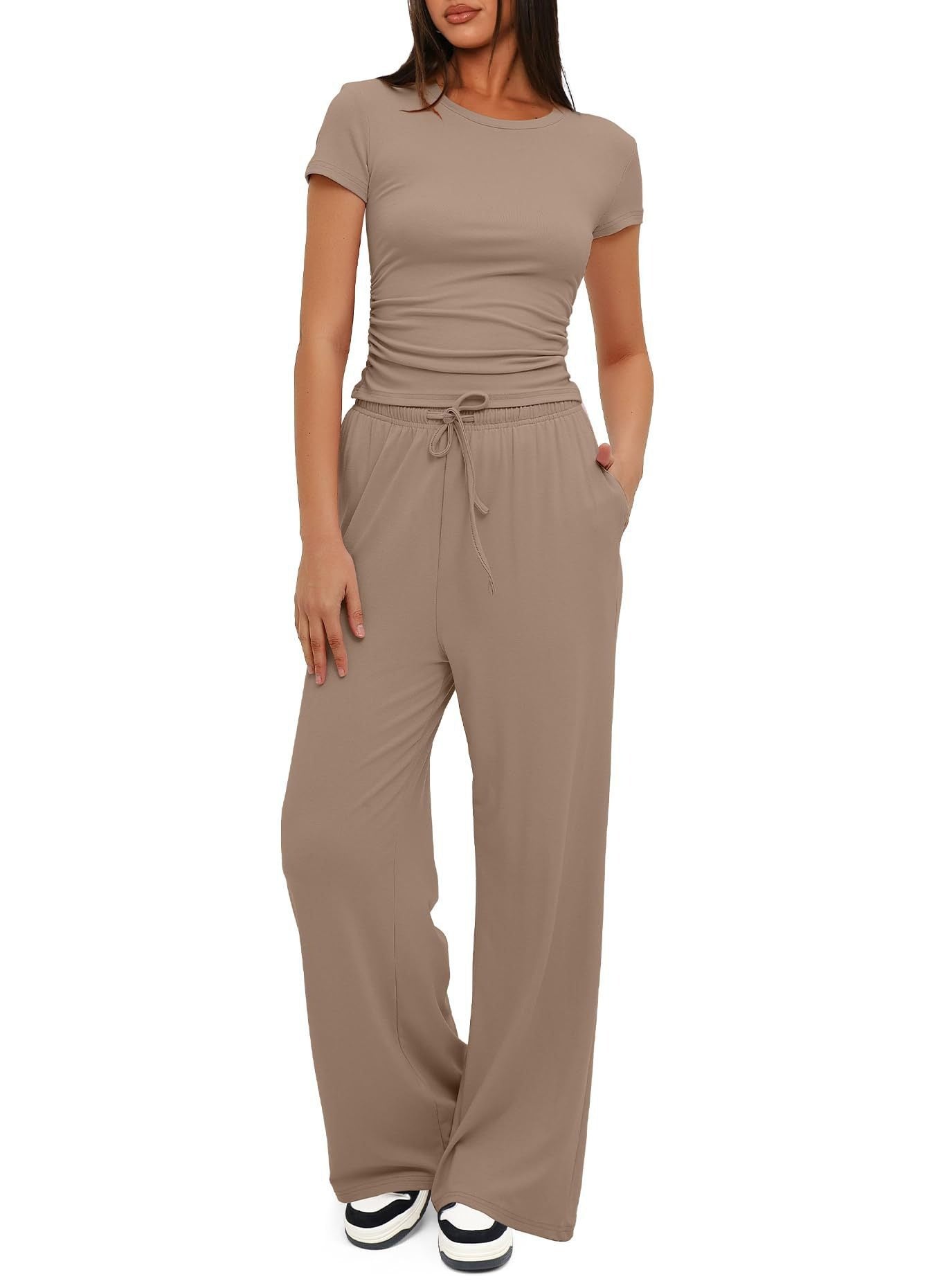 Damen Lässiges Lounge-Set mit weitem Oberteil und bequemen Hosen R&B