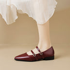 Damen elegante Ballerinas mit doppeltem Riemchen und modischen Schnallen