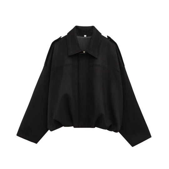 Damen oversized Kunstlederjacke mit elastischem Bund R&B