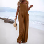 Damen luftiger Jumpsuit mit praktischen Taschen und verstellbaren Trägern R&B