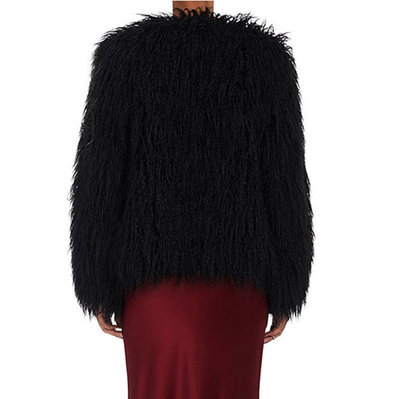 Damen Flauschige Kunstpelzjacke mit voluminösen Ärmeln R&B
