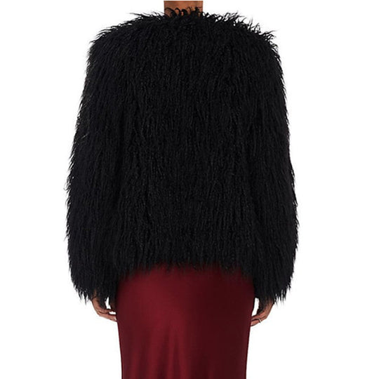 Damen Flauschige Kunstpelzjacke mit voluminösen Ärmeln R&B